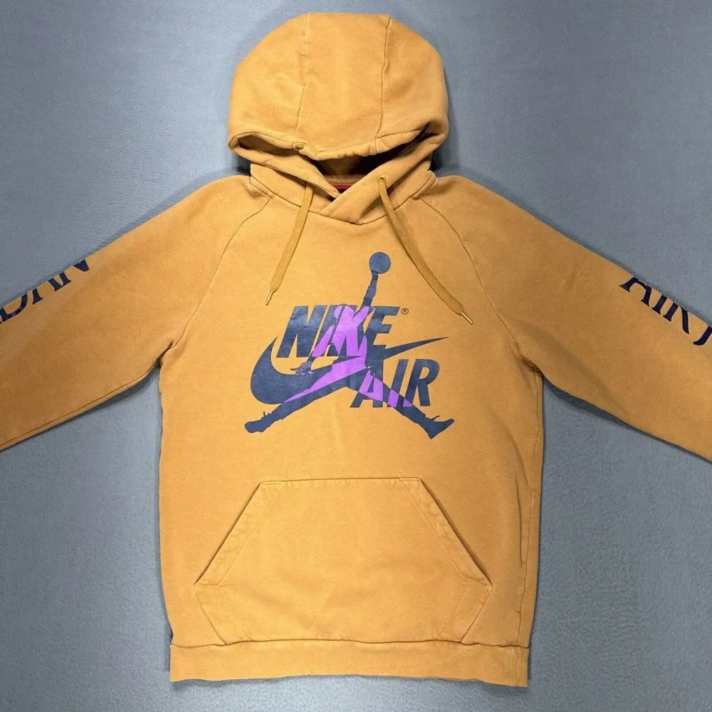 Nike Air Jordan Jumpman‎ Classic Pullover Hoodie Sz Small Wheat Retro BV6010-754